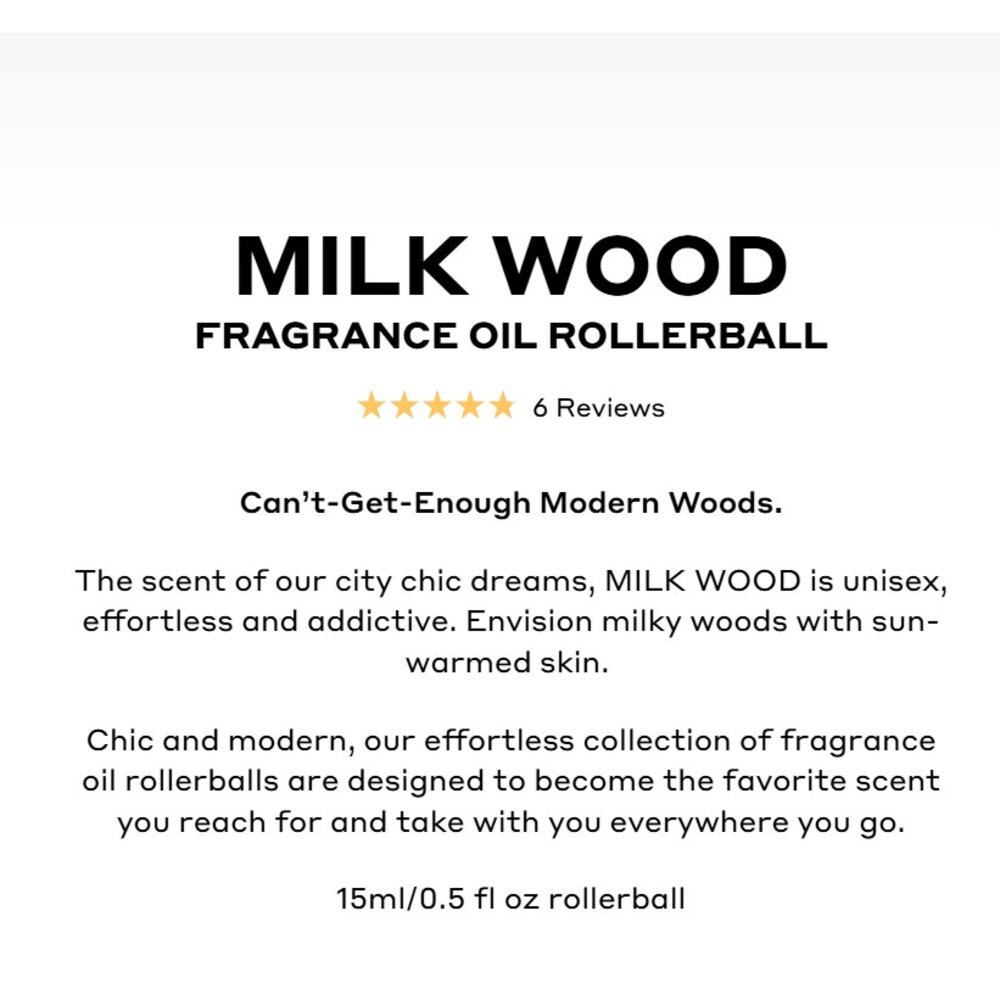 Ellis Brooklyn Milk Wood Rollerball NIB 15ml Woody Musk Oil - Picture 4 of 7